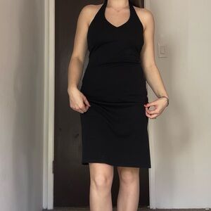 90s Be Smart Halter Black Dress